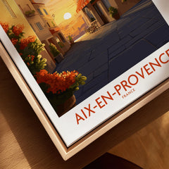 Aix-en-Provence Wall Art canvas print close-up showing the natural wood float frame edge and canvas texture