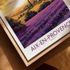Aix-en-Provence Art Print canvas print close-up showing the natural wood float frame edge and canvas texture