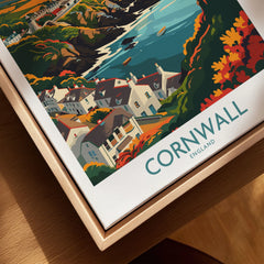 Cornwall Art Print - Modern canvas print close-up showing the natural wood float frame edge and canvas texture