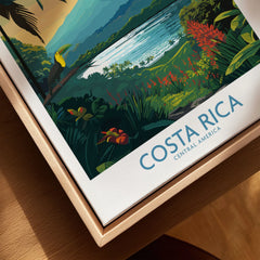 Costa Rica Wall Art | Modern Style canvas print close-up showing the natural wood float frame edge and canvas texture