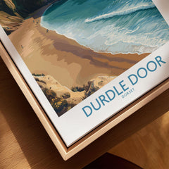 Durdle Door Art Print Dorset Wall Art canvas print close-up showing the natural wood float frame edge and canvas texture