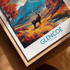 Glencoe Art Print Modern canvas print close-up showing the natural wood float frame edge and canvas texture