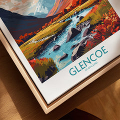 Glencoe Poster Print Modern canvas print close-up showing the natural wood float frame edge and canvas texture