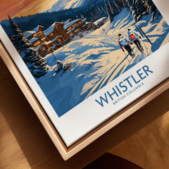 Whistler Print canvas print close-up showing the natural wood float frame edge and canvas texture