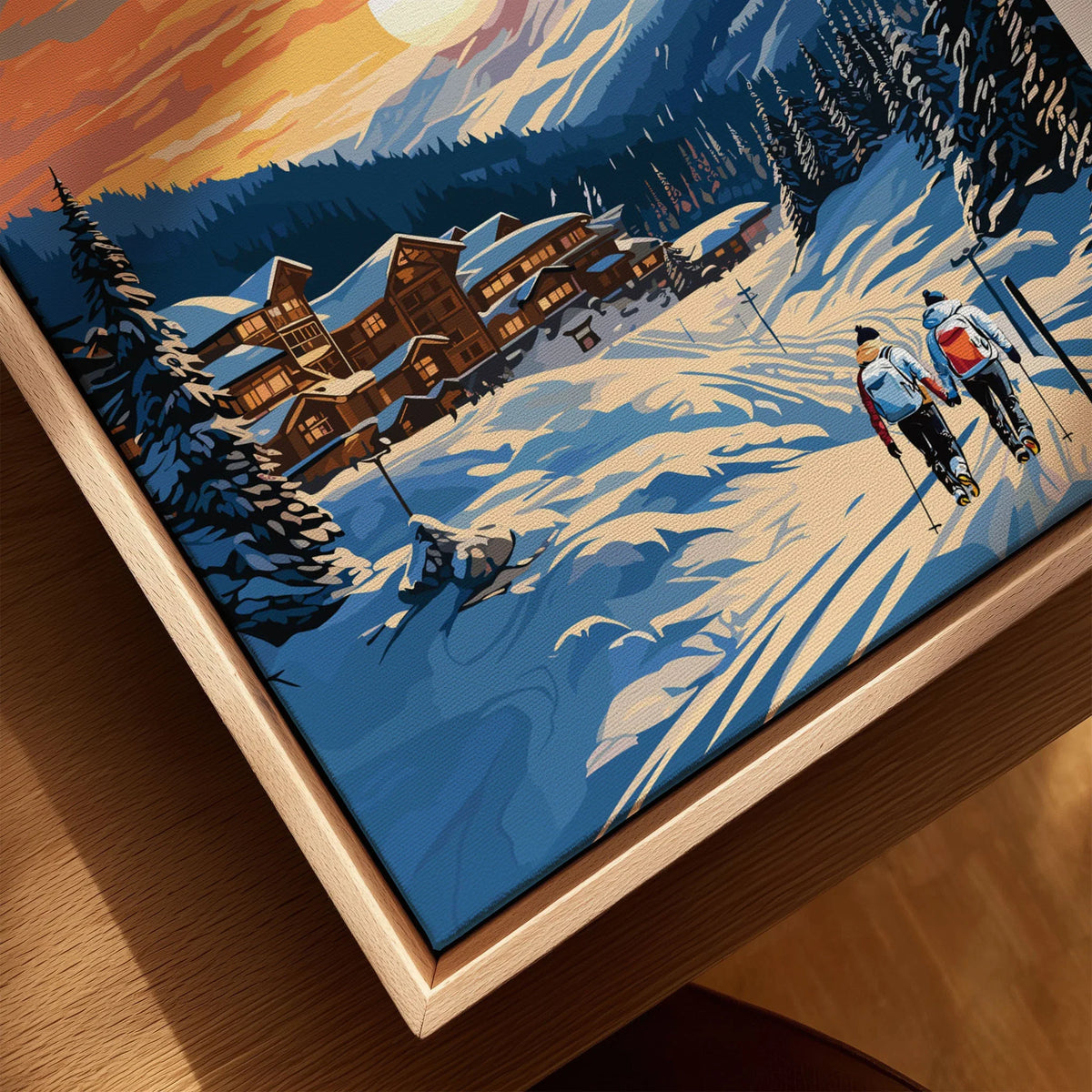 Whistler Poster canvas print close-up showing the natural wood float frame edge and canvas texture