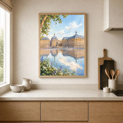 Bordeaux Place de la Bourse water mirror watercolour art print framed print in a kitchen