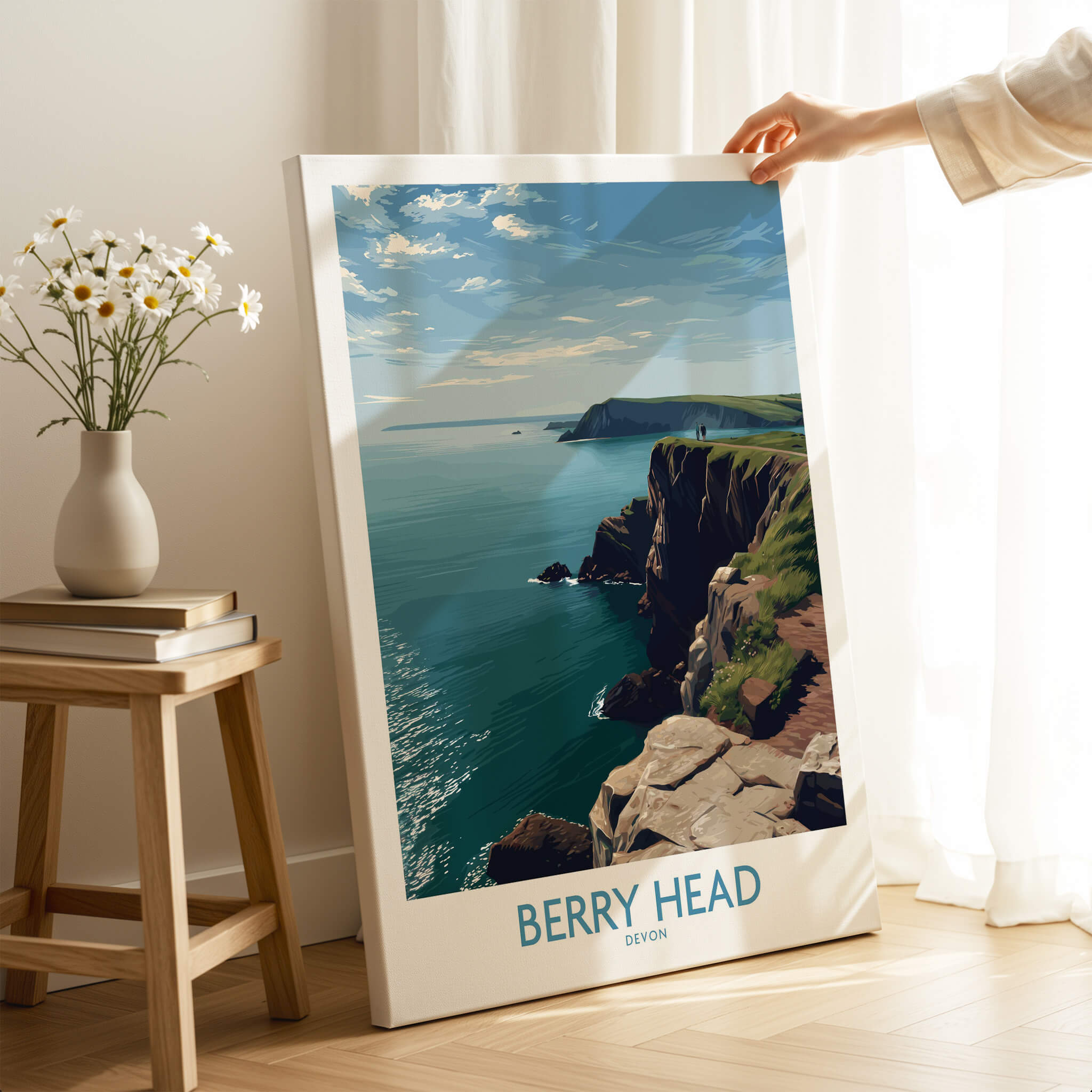 Berry Head Devon Wall Art – English Coast Print featuring dramatic cliffs and sea views of Devon.