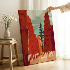 Bryce Canyon National Park print with red rock formations in modern home decor setting