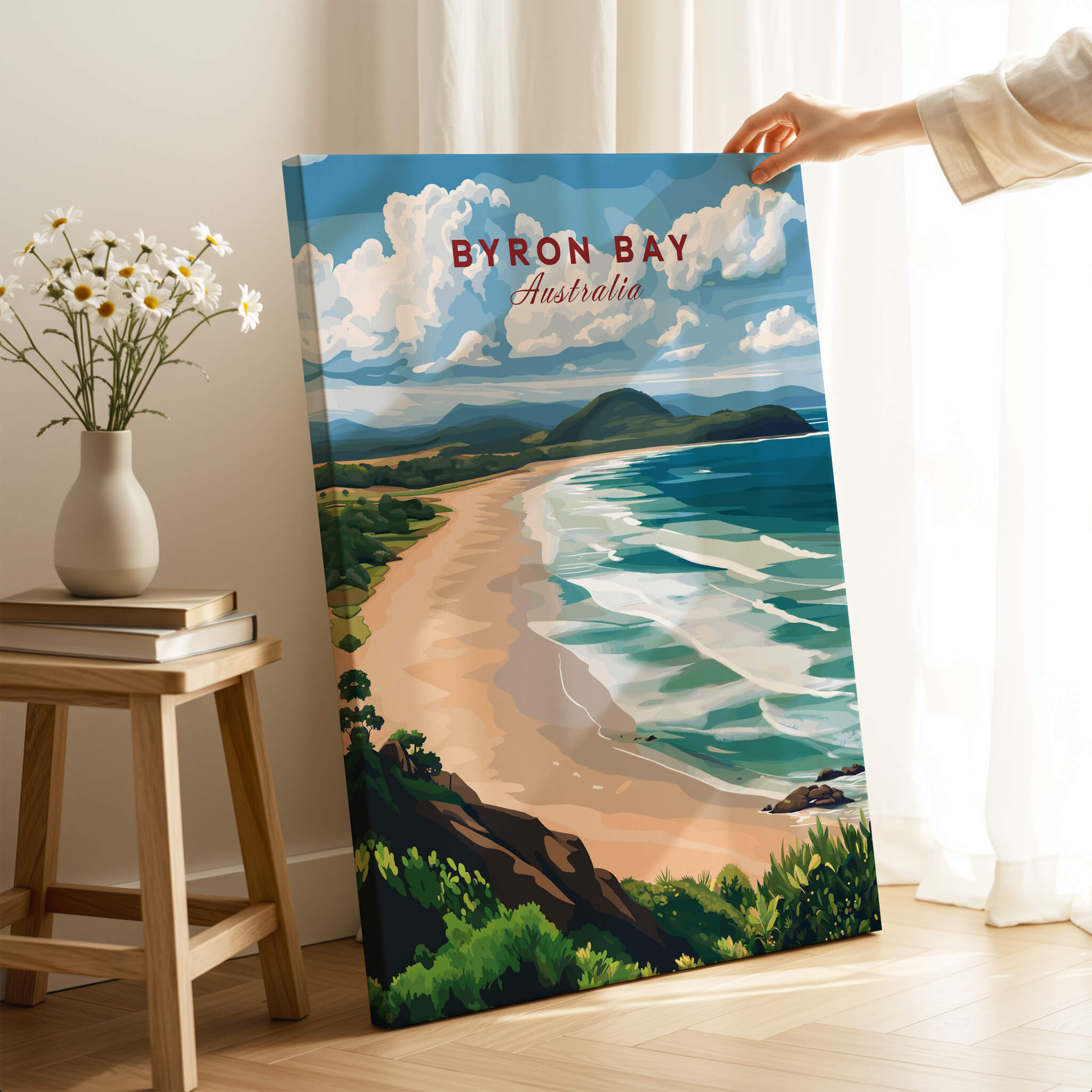 Byron Bay Beach Print - Australia Wall Art featuring a vibrant coastal landscape of Byron Bay.