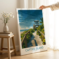 Captiva Island Florida Wall Art – Tropical Art featuring a path to the beach with a lifeguard tower.