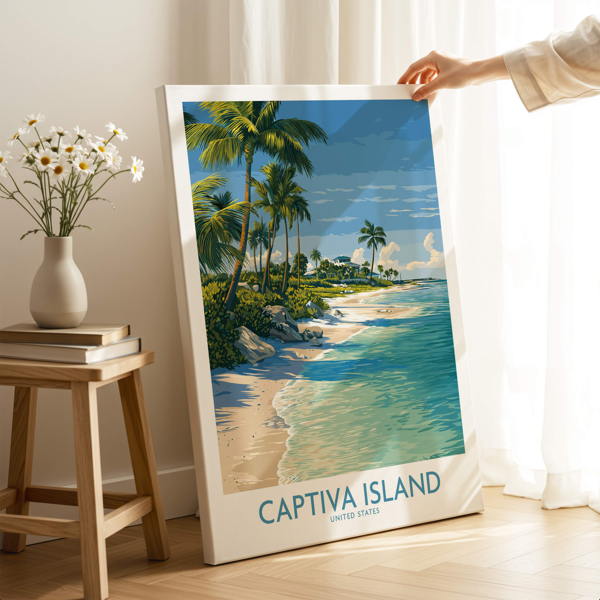 Captiva Island Florida Print – Sunny Shoreline and Tropical Palm Decor showcasing serene beach and palm trees.