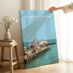 Clacton-on-Sea Travel Poster – Historic Pier Art Print showcasing the iconic pier and seaside scenery.