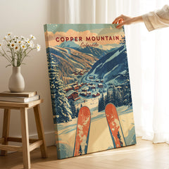 Copper Mountain Travel Poster – Sunset Ski Slopes showcasing alpine beauty and ski slopes in Colorado.
