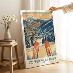 Copper Mountain Colorado Wall Art – Winter Mountain Ski Resort Wall Decor featuring vibrant ski resort illustration.