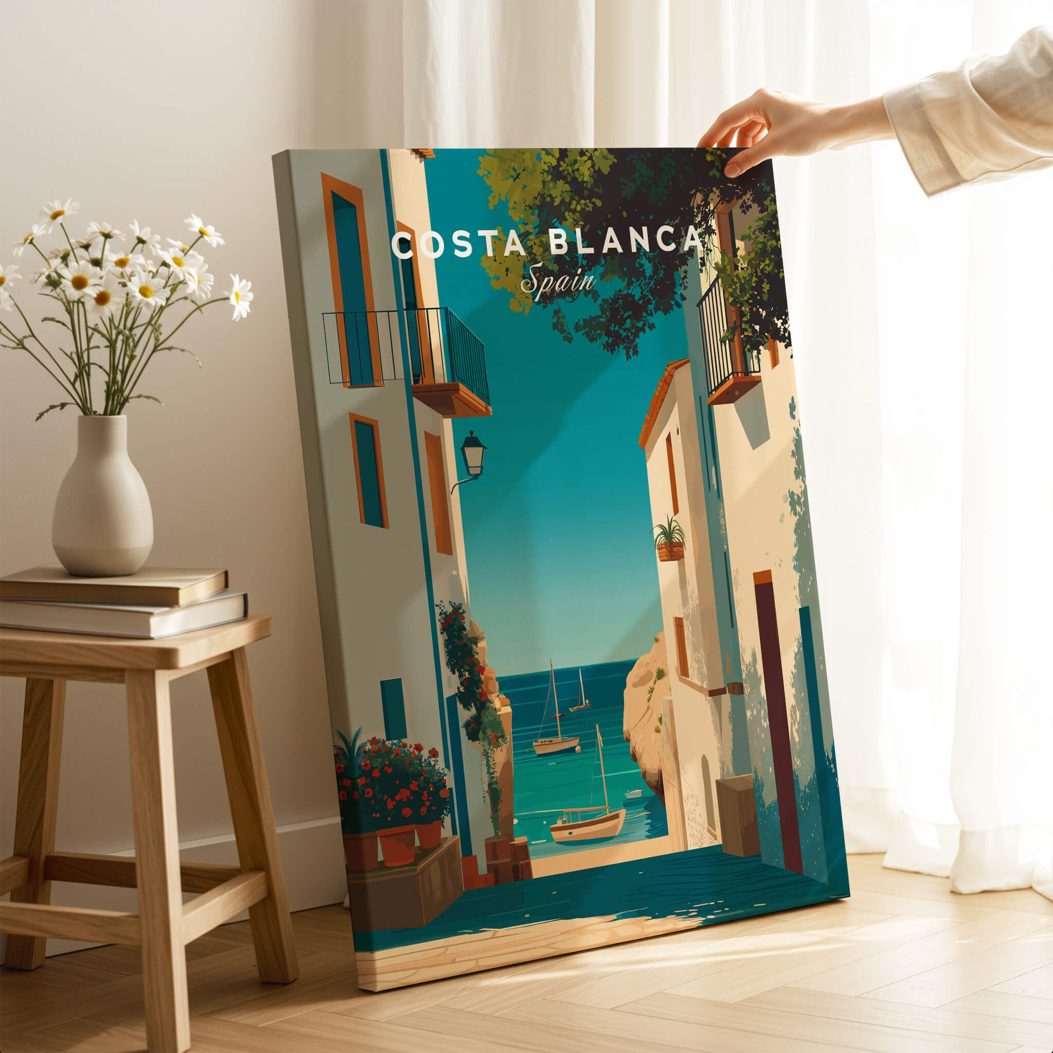 Costa Blanca Spain Print – Iconic White Village & Mediterranean Architecture Wall Decor