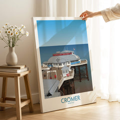 Cromer Norfolk Wall Art – Historic Seaside Pier Art Print featuring Pavilion Theatre with vibrant colors and architectural details.