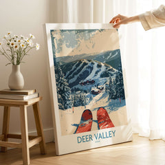 Deer Valley Wall Art featuring a ski scene with slopes and mountains, perfect for winter decor inspiration.