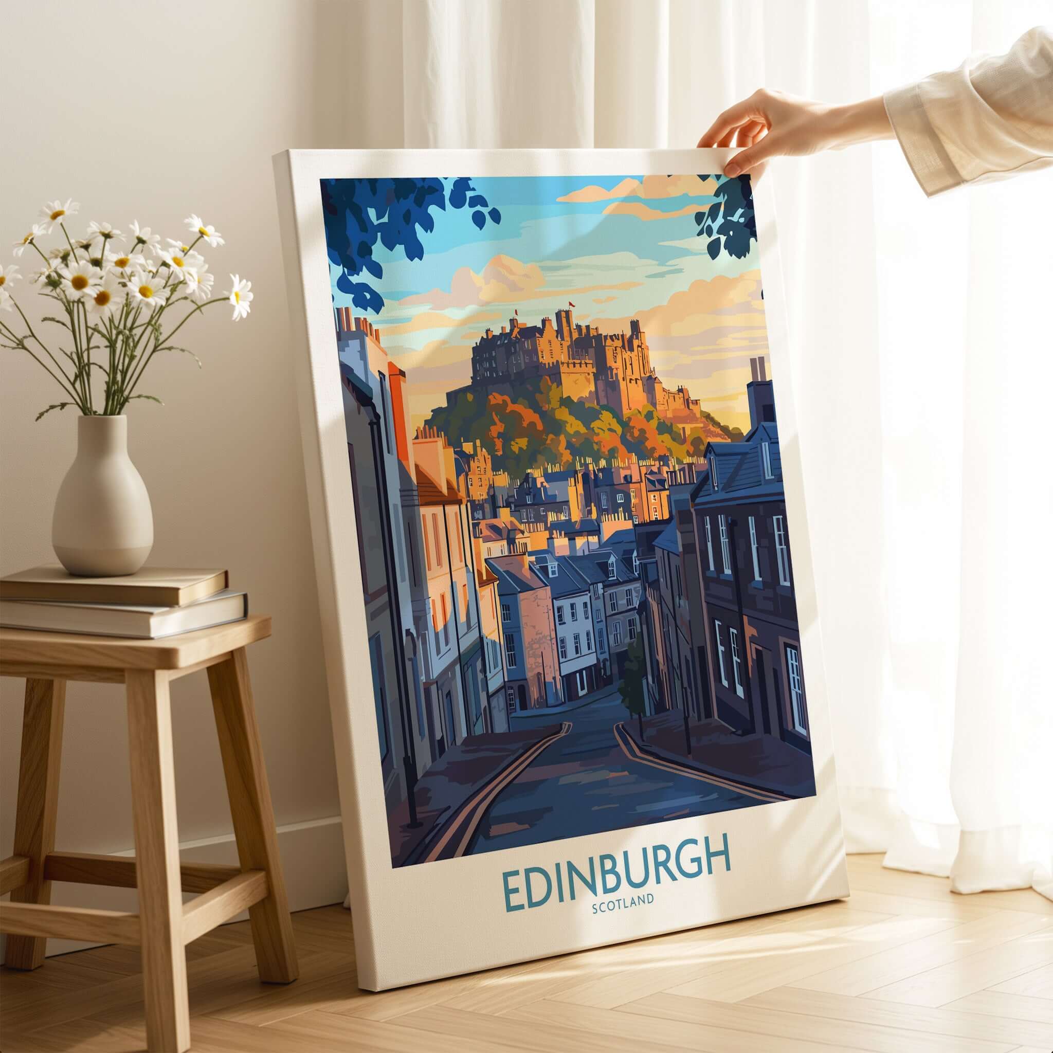Edinburgh Wall Art Print featuring Edinburgh castle, adding elegance and nostalgia to your decor.
