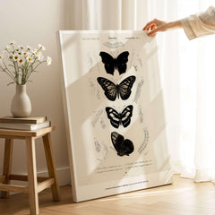 Exhibition Art Print Charles d'Orbigny Butterflies Vintage Entomology Poster Wall Art displayed in a bright room with flowers.