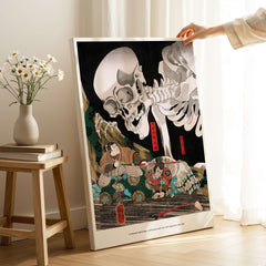 Exhibition Art Print Utagawa Kuniyoshi Skeleton Spectre Japanese Ukiyo-e Poster Wall Art displayed in a modern living space.