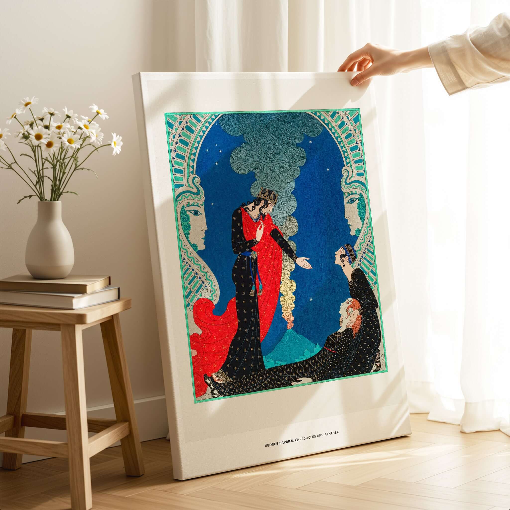Exhibition Art Print George Barbier Empedocles Panthea Art Deco Mythology Poster Wall Art in a stylish setting.
