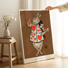 Exhibition Art Print William Henderson White Rabbit Alice in Wonderland Vintage Poster displayed in a cozy room setting.