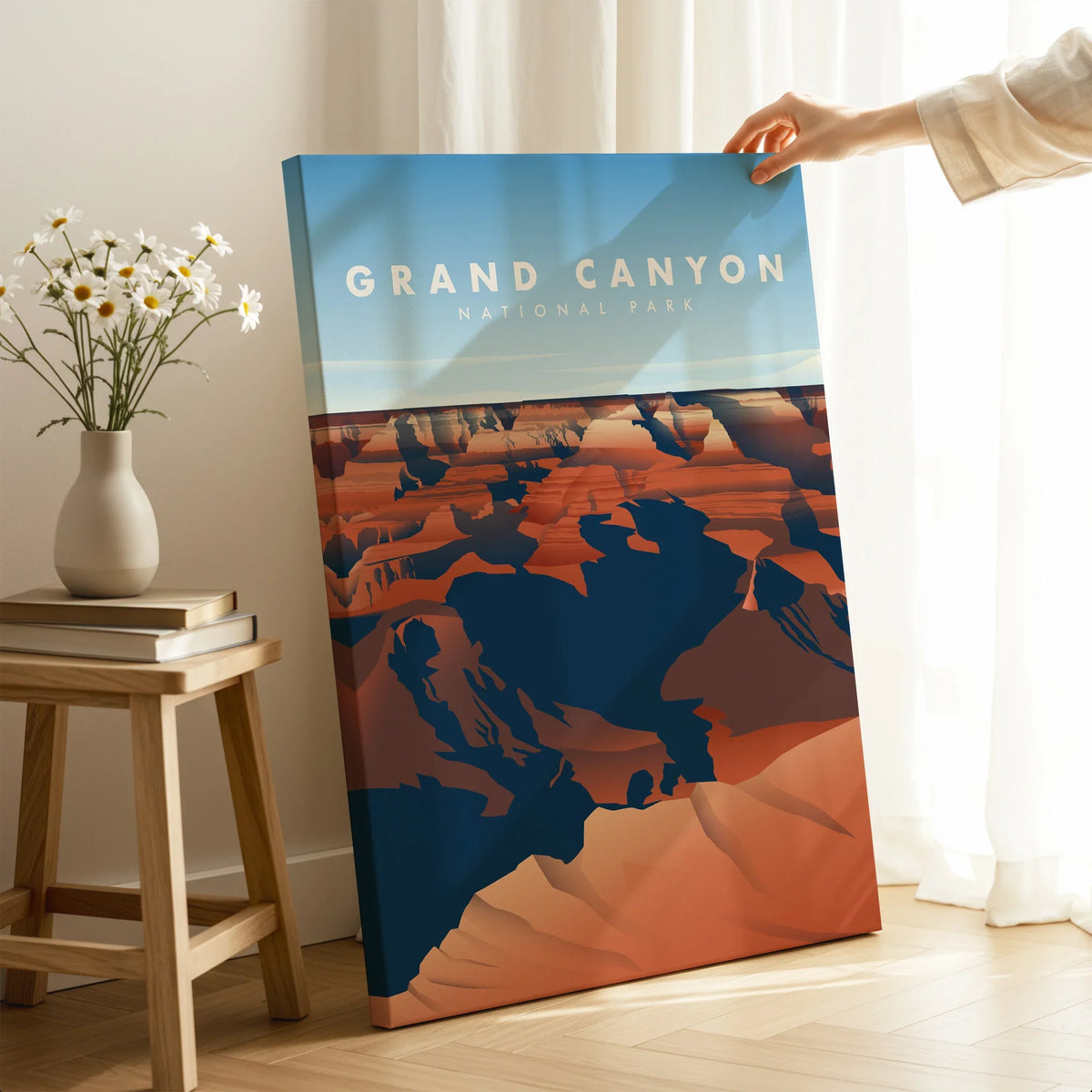Grand Canyon National Park canvas wall art print in a modern living room setting