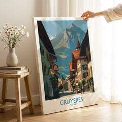 Gruyères Switzerland Poster | Historic European Town Architecture Canvas Print