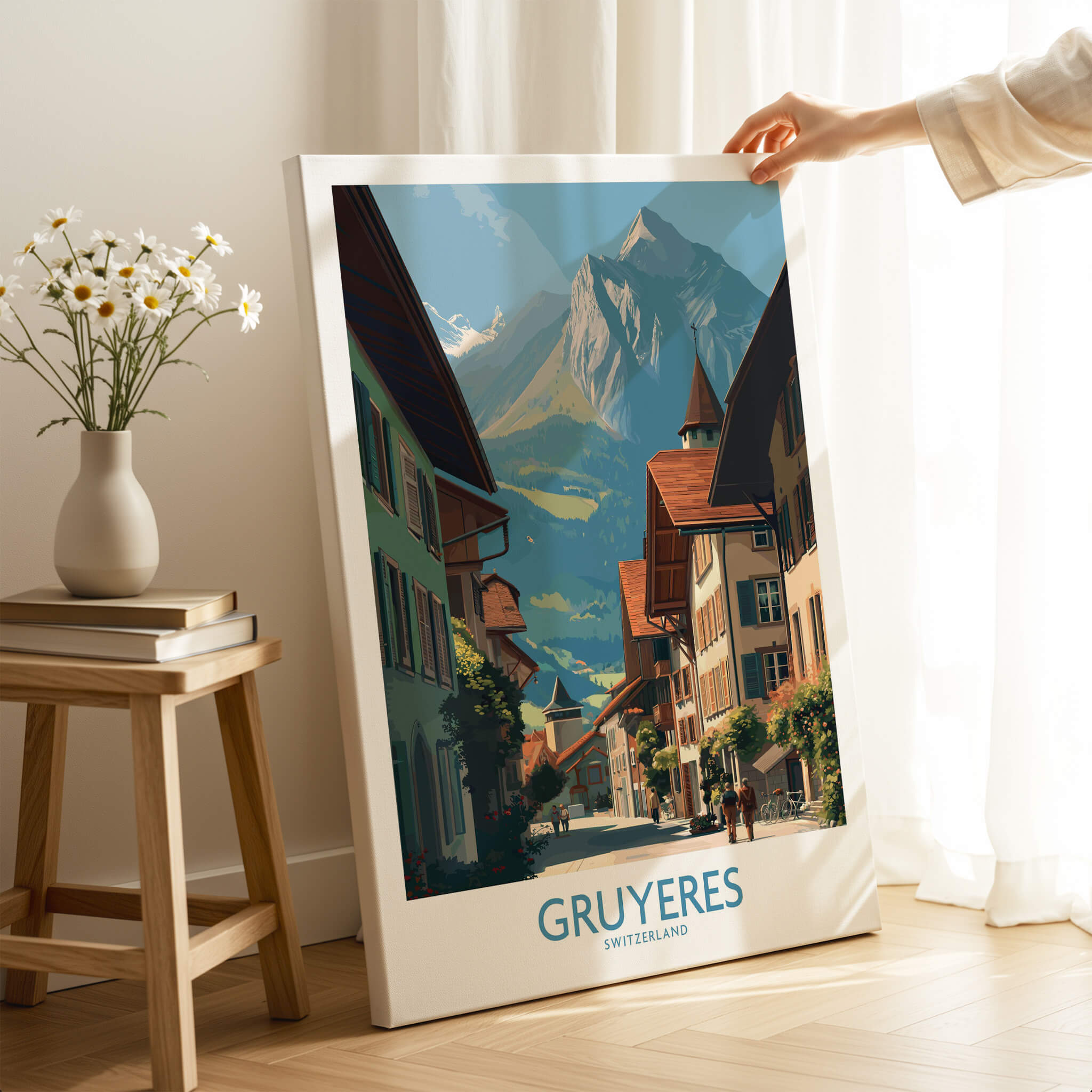 Gruyères Switzerland Poster | Historic European Town Architecture Canvas Print