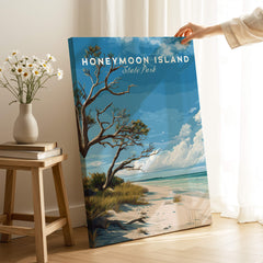Honeymoon Island Wall Art Print | Florida Tropical Beach Travel Poster featuring serene coastal view and vibrant hues.