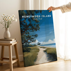 Honeymoon Island Wall Art Print | Florida Travel Poster showcasing a scenic coastal trail and vibrant natural landscapes.