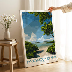 Honeymoon Island Florida Poster | Tropical Island Scene Canvas Print featuring lush greenery and serene waters.