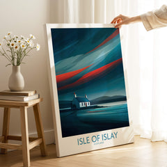 Isle of Islay Scotland Posters | Vibrant Scottish Island Scene Canvas Print displayed in a cozy home setting.