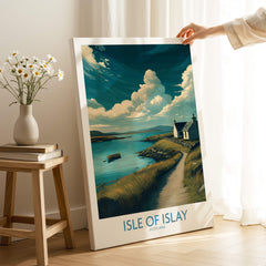 Isle of Islay Scotland Poster | Scottish Seaside Village Canvas Print showcasing serene landscape and charming cottage.