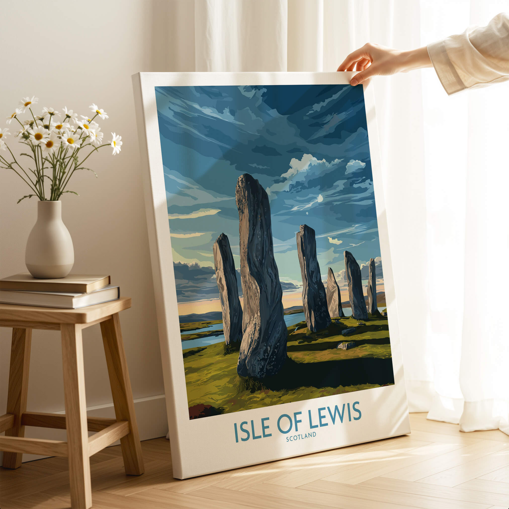 Isle of Lewis Scotland Poster | Ancient Megalithic Site Canvas Print featuring standing stones from Scotland.