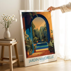 Jardim Majorelle Marrakesh Canvas Print | Exotic Plant & Architecture Posters featuring vibrant colors and tropical plants.