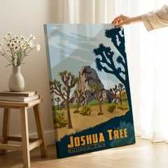 Joshua Tree National Park canvas print with desert landscape in modern room setting
