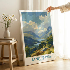 Llanberis Pass Snowdonia landscape art print on canvas in bright, modern room setting