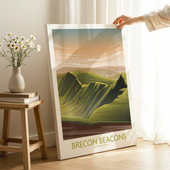 Brecon Beacons National Park canvas print with green mountains in bright room decor