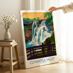 Cuyahoga Valley National Park waterfall canvas print in cozy home decor setting