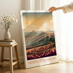 North York Moors National Park canvas print with hand holding, in cozy room décor setting