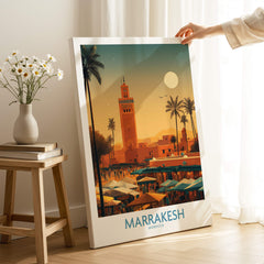 Marrakesh Morocco Poster | Traditional Moroccan Architecture Canvas Print showcasing the iconic Koutoubia Mosque.