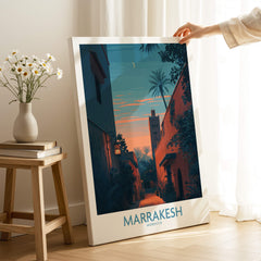 Marrakesh Morocco Canvas Print | Cityscape Poster featuring a twilight scene in the medina.