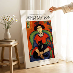 Matisse Art Prints - Woman with Black Cat Interior Poster featuring a woman, black cat, and vibrant colors.