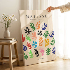 Matisse Art Prints - Colorful Abstract Shapes Scatter Print featuring vibrant organic shapes on a beige background.