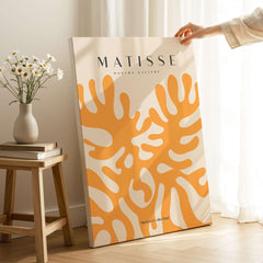 Matisse Art Prints - Orange Abstract Coral Pattern Poster displayed in modern interior setting.