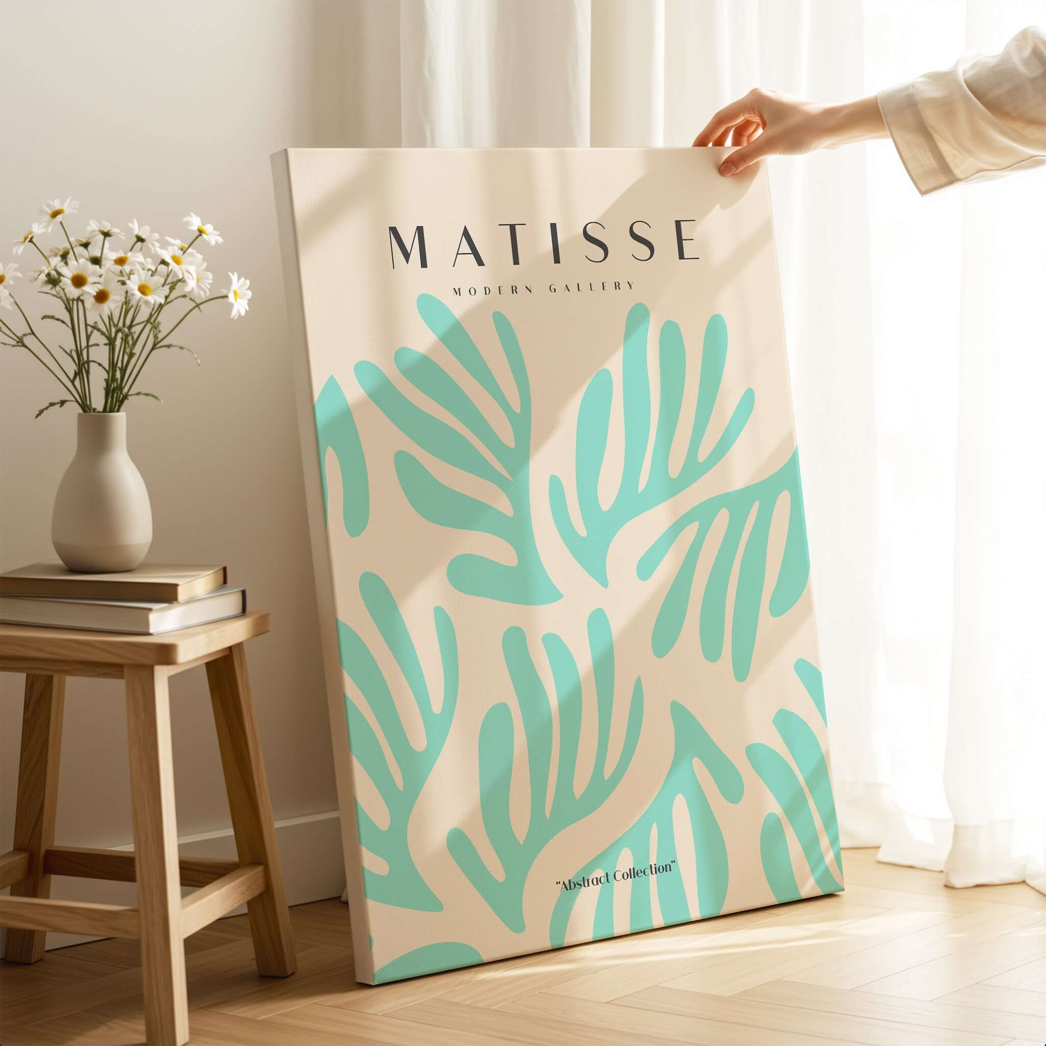 Matisse Art Prints - Mint Green Fan Pattern Poster Art displayed in a modern decor setting.