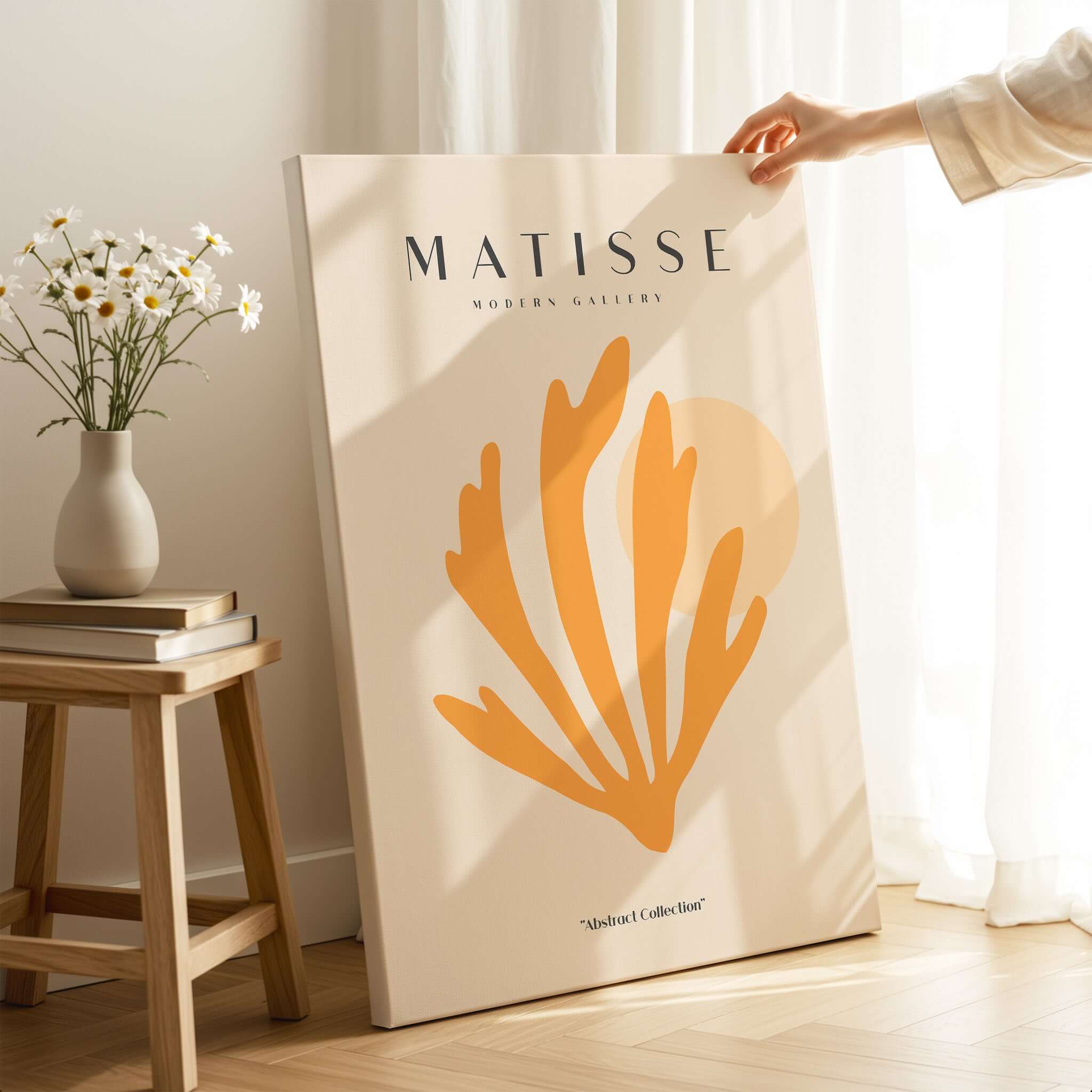 Matisse Art Prints - Orange Seaweed Abstract Art Print showcased in a modern living space.