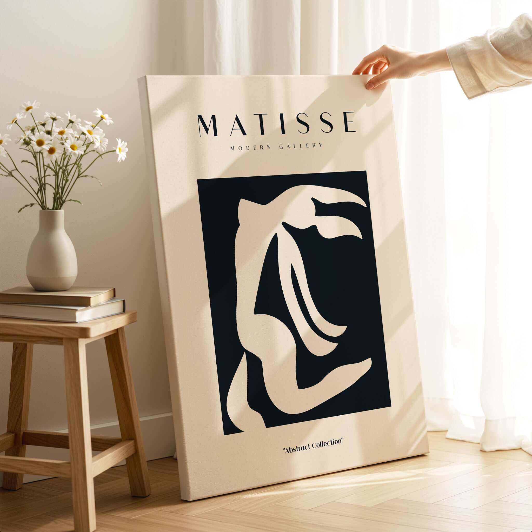 Matisse Art Prints - Abstract Organic Figure Cut Out Print displayed in a modern setting with minimalist decor.