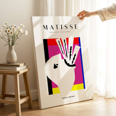 Matisse Art Prints -Abstract Head Jazz Series Colorful Blocks Wall Art displayed in a modern setting with bold colors.